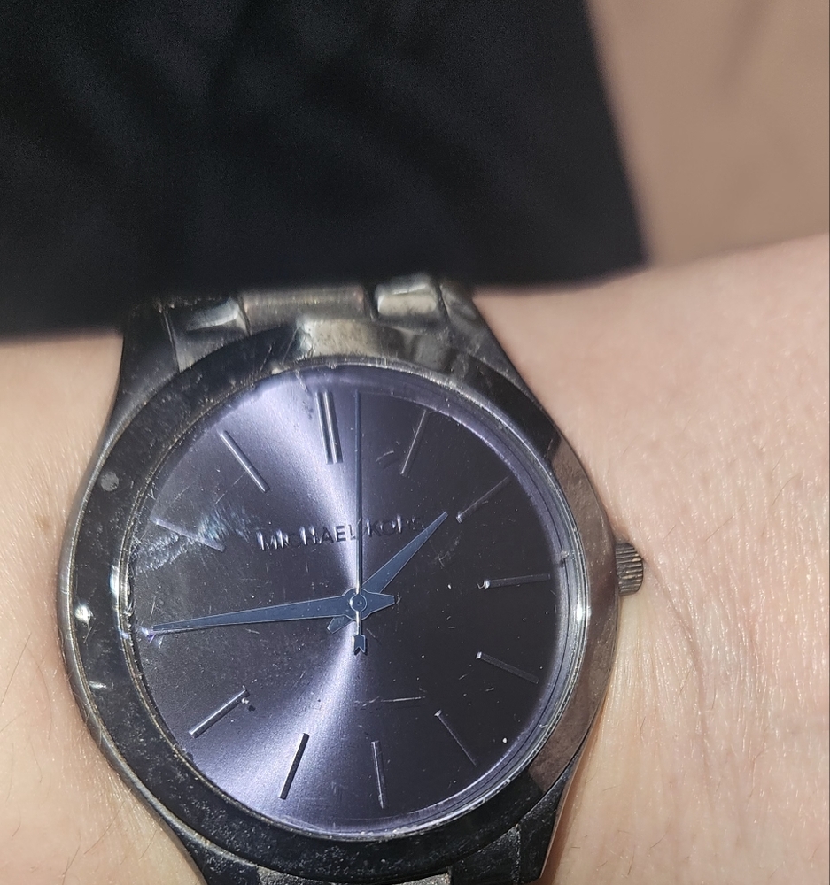 Michael Kors Slim Runway Blue Dial Blue Ion-plated Ladies Watch